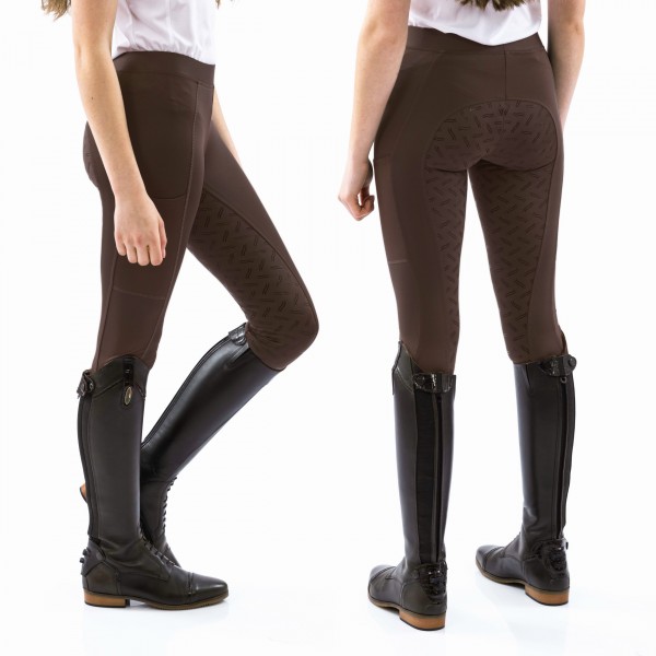 B180 Shore Full Silicone Seat Riding Tights in Brown