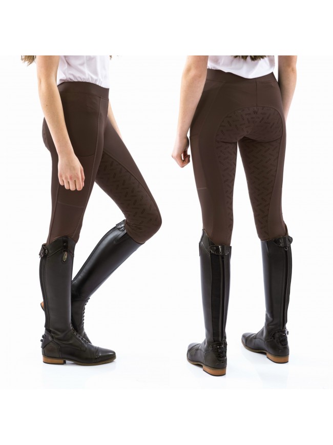 B180 Shore Full Silicone Seat Riding Tights in Brown