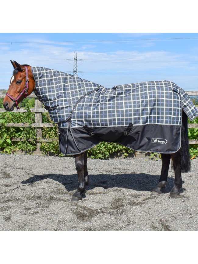 R279 Newton 1200D 200g Combo Turnout Rug in Grey and Blue Check